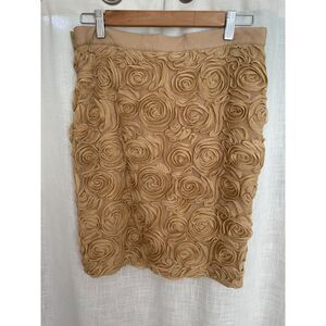 Banana Republic Gold Textured Rosette Skirt Size 6 Maximalist Party EUC‎